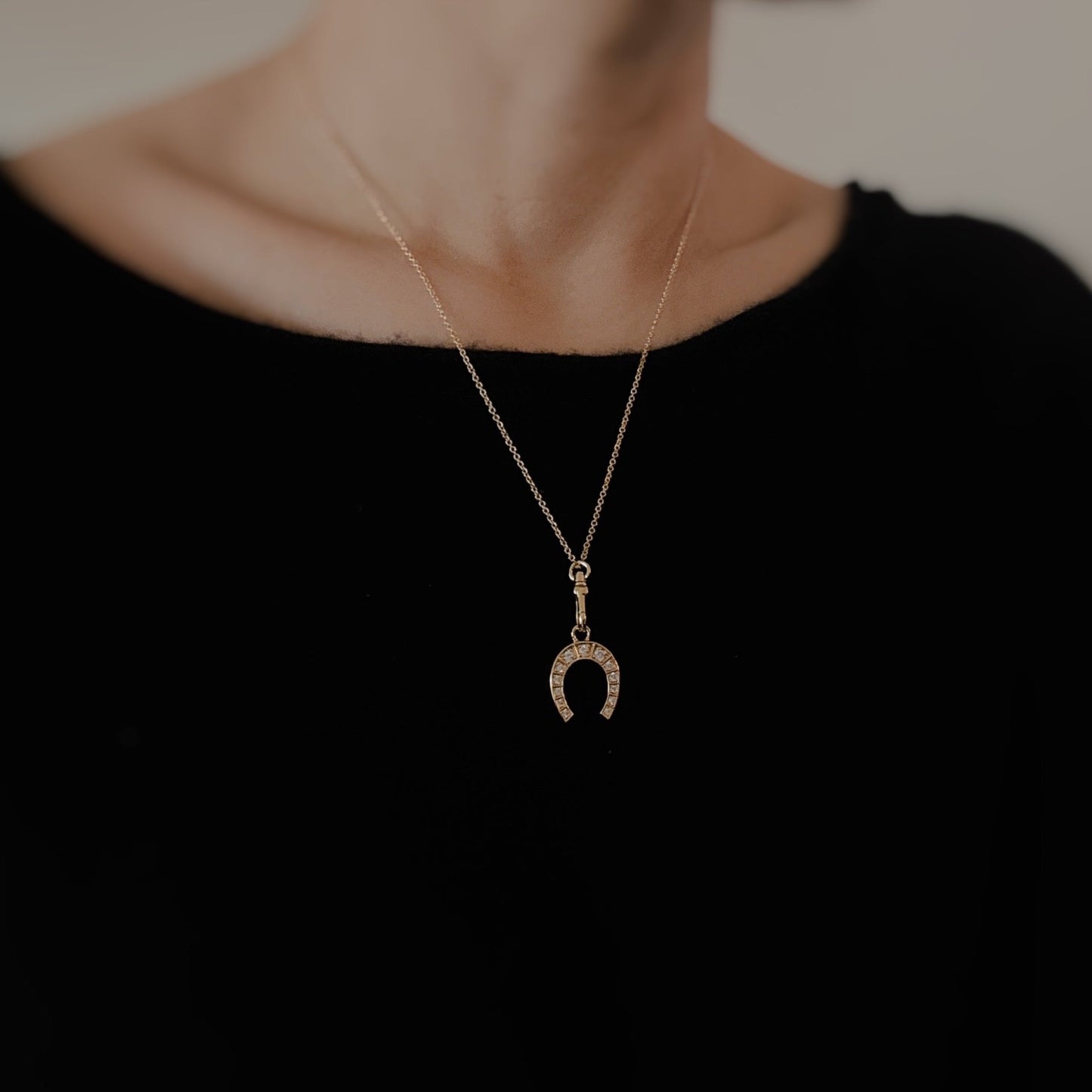Paved Horseshoe Pendant Necklace - Aaria Tees