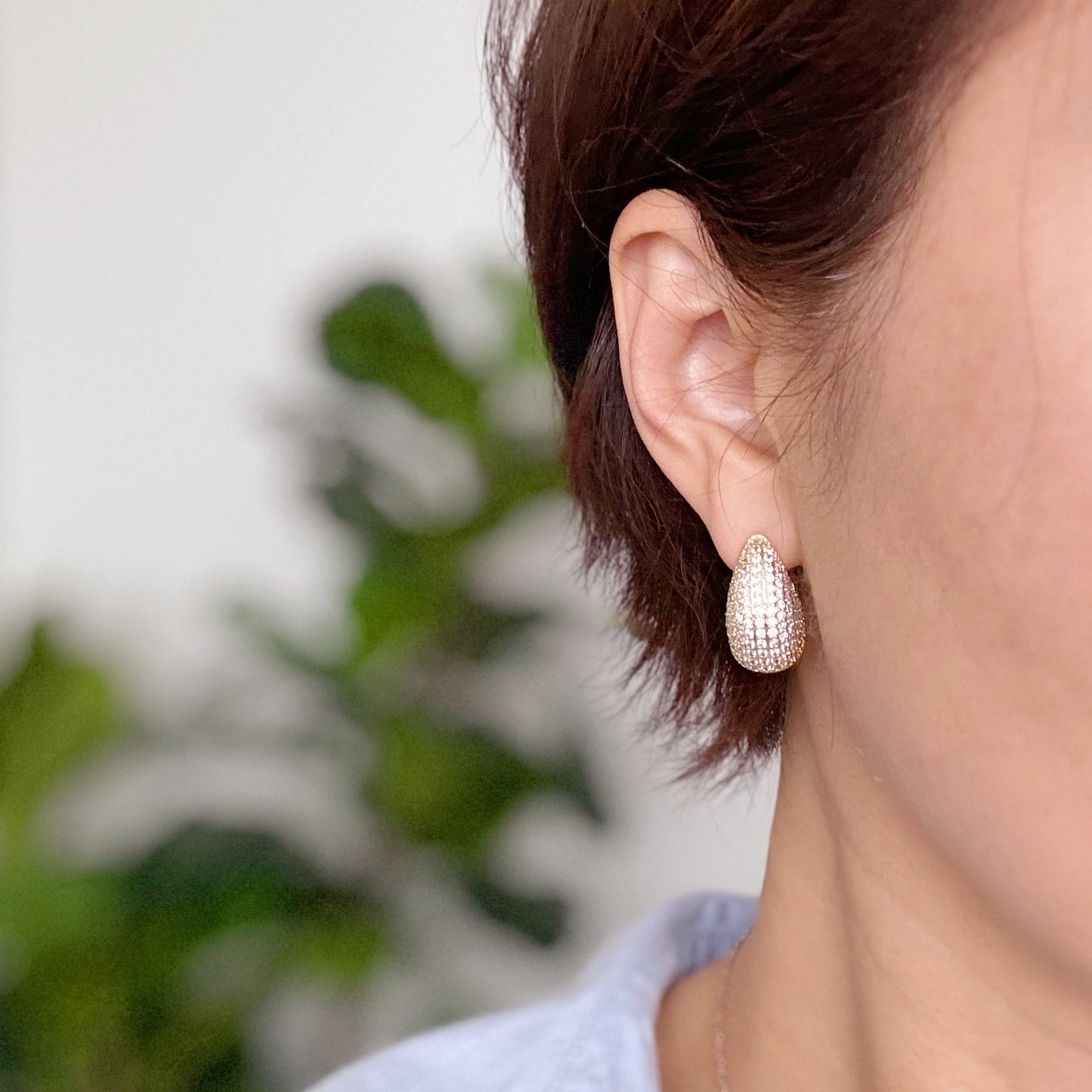 Paved Teardrop Stud Earrings - Aaria Tees