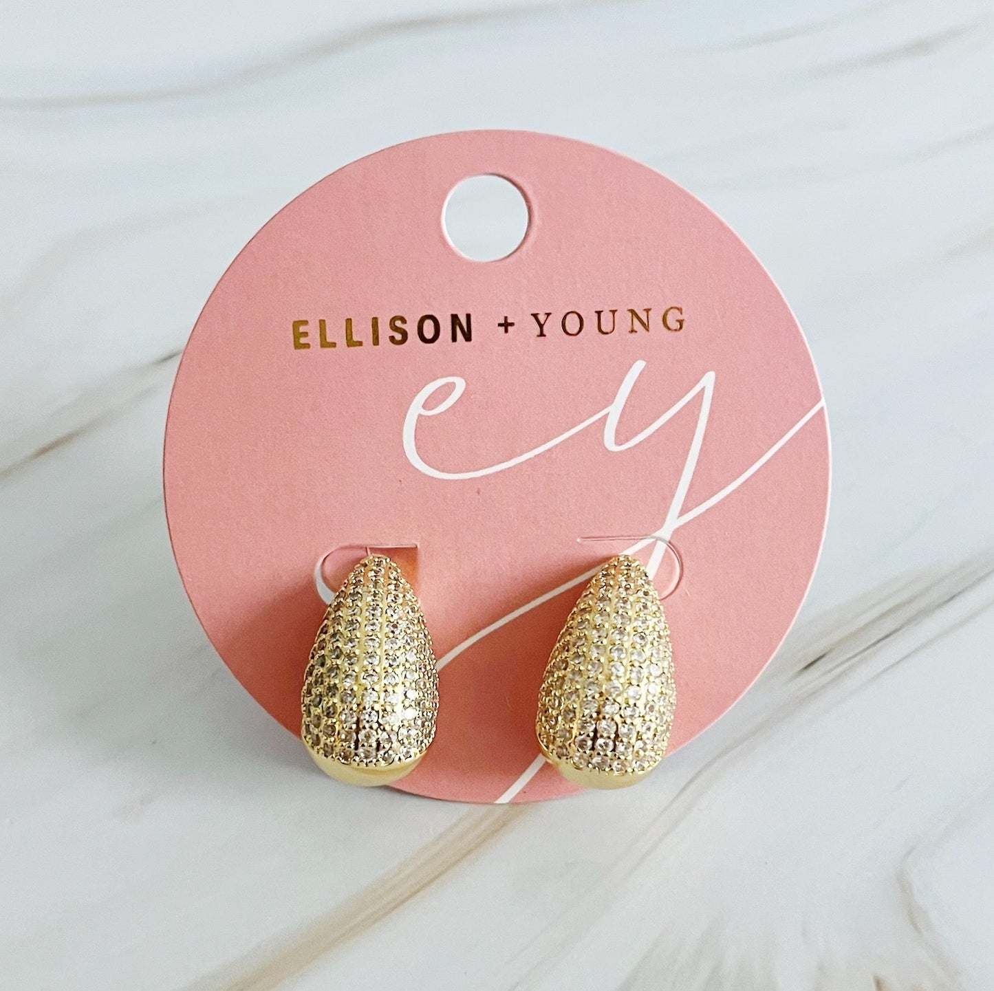 Paved Teardrop Stud Earrings - Aaria Tees
