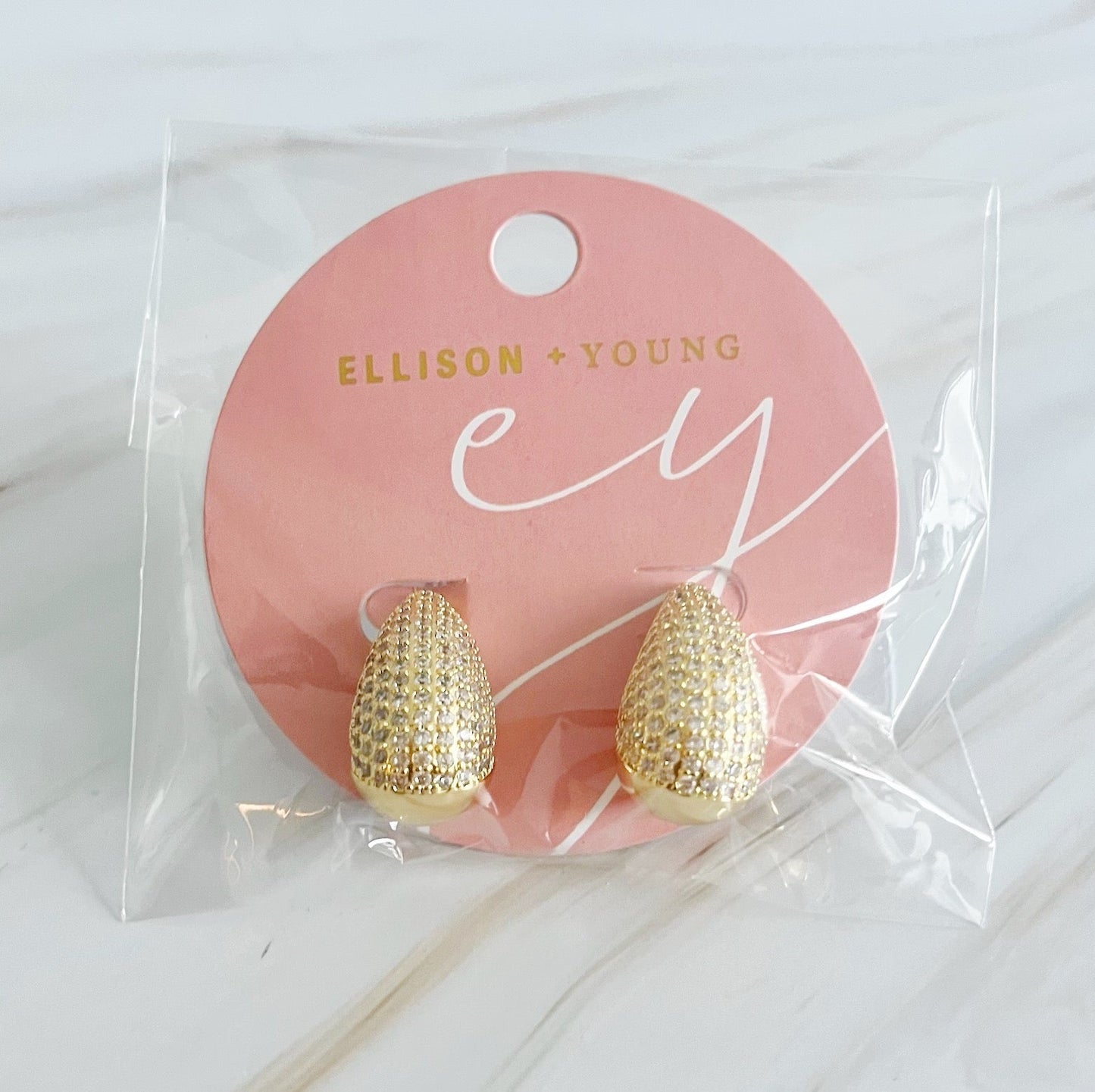 Paved Teardrop Stud Earrings - Aaria Tees