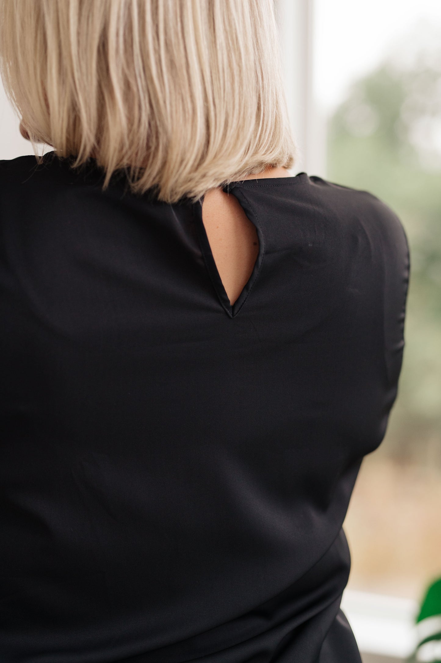 Peaceful Moments Smocked Sleeve Blouse in Black (Online Exclusive)