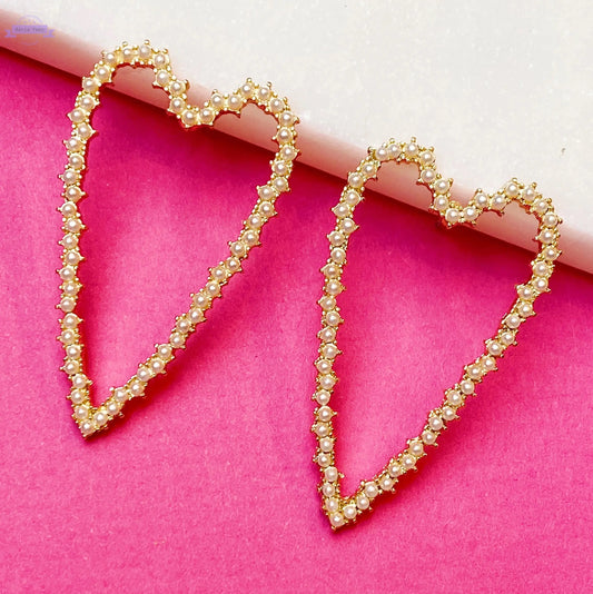 Pearl Encrusted Heart Earrings Ellisonyoung.com