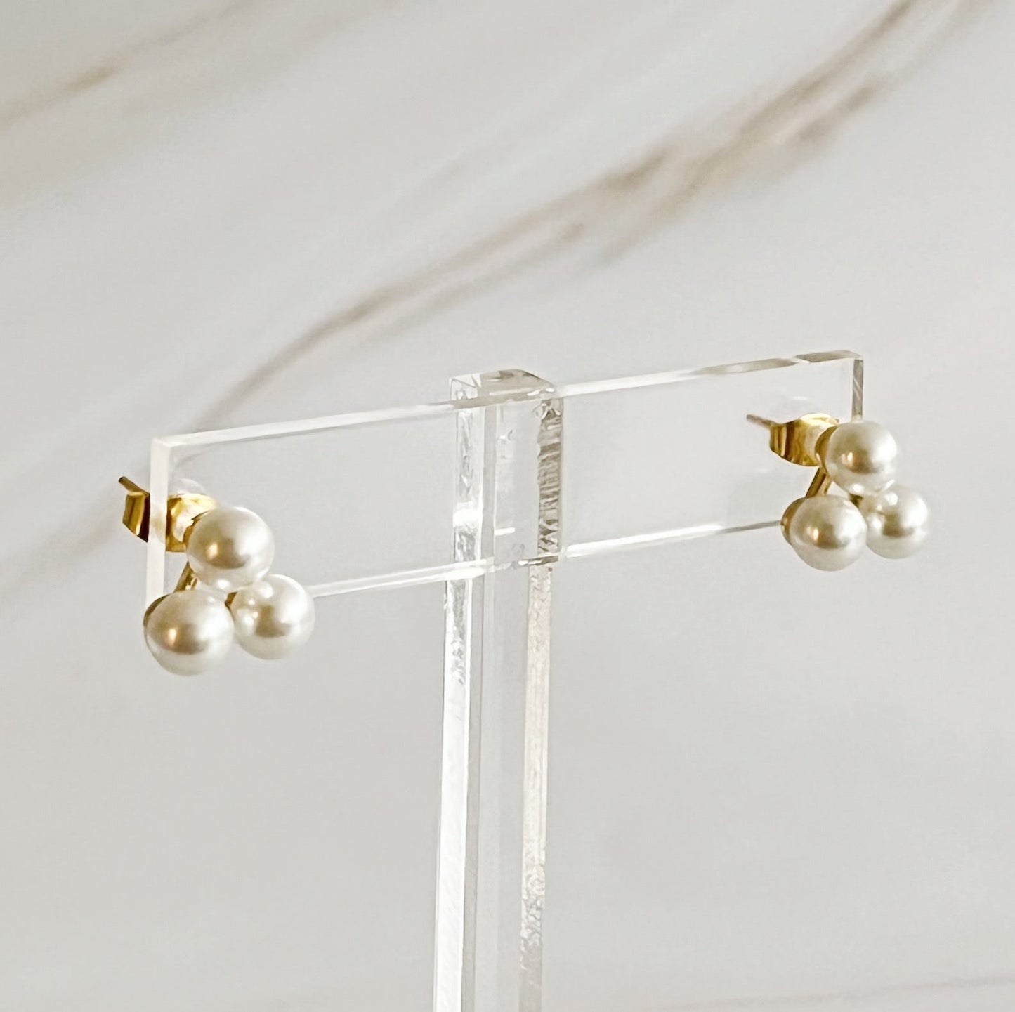 Pearl Trio Stud Earrings - Aaria Tees