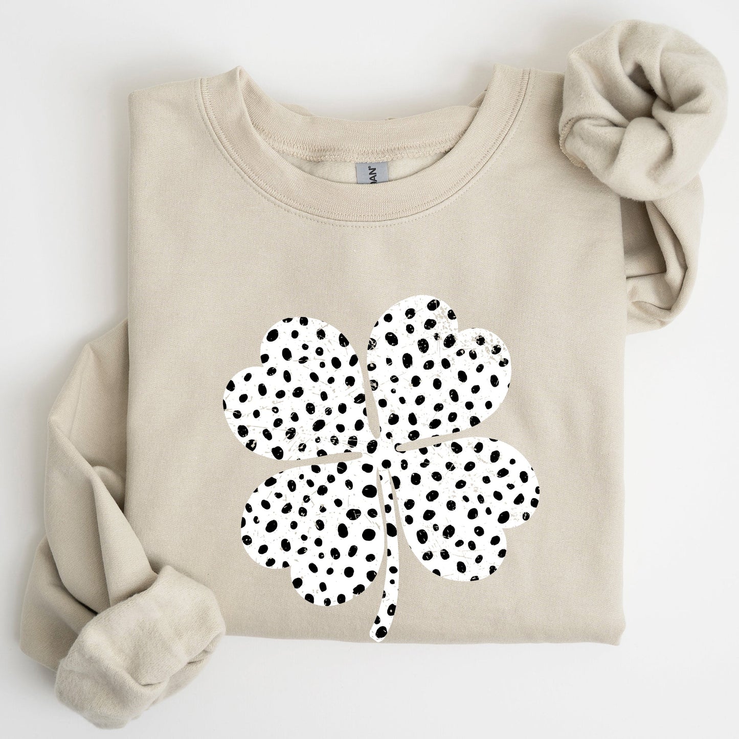Polka Dot Shamrock, Dalmatian Print, St Patrick's Day Sweatshirt