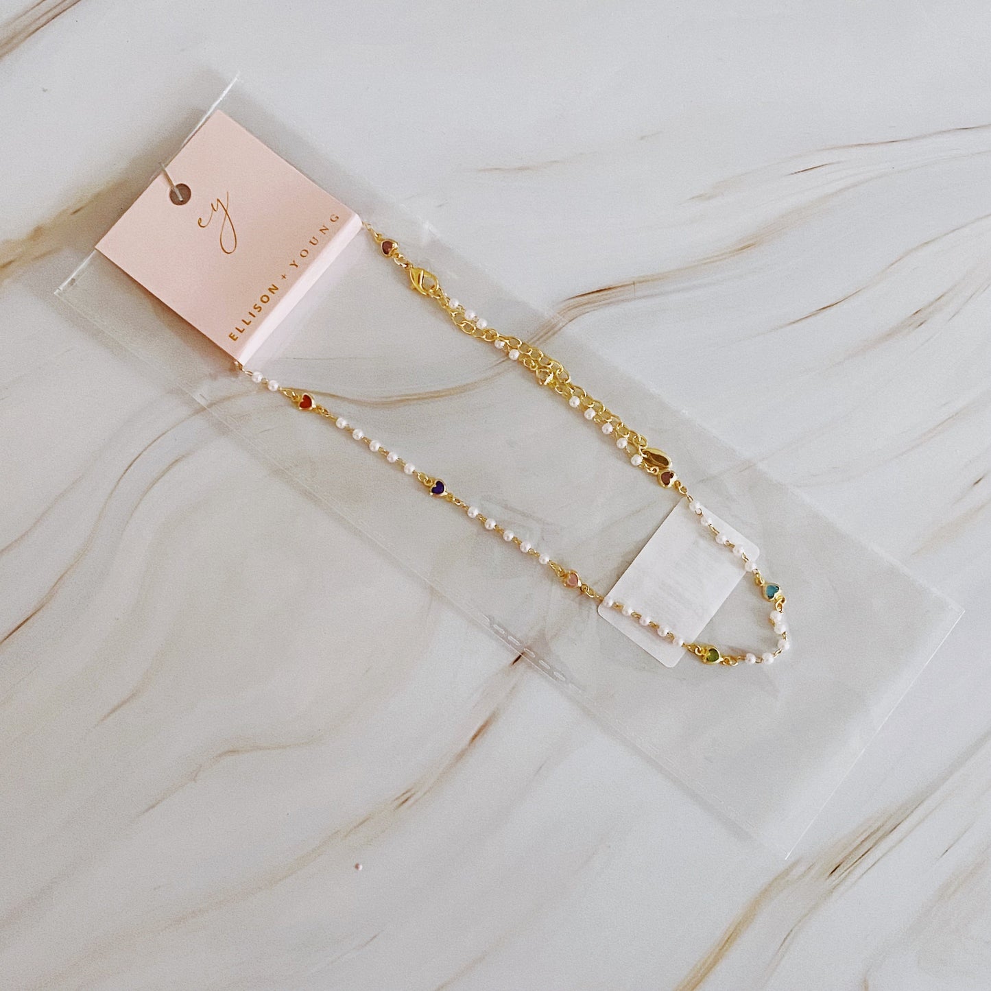 Precious Mini Heart Pearl Chain Necklace - Aaria Tees