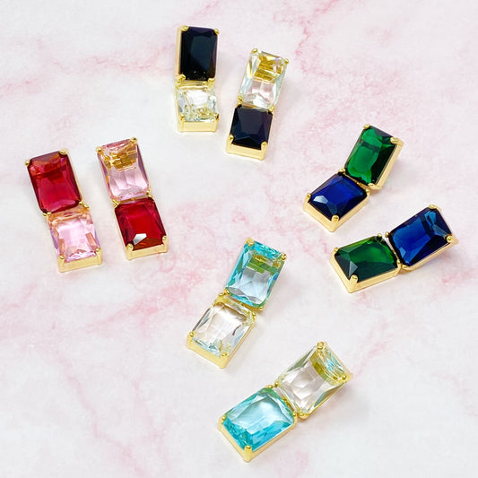 Princess Double Jeweled Earrings - Aaria Tees