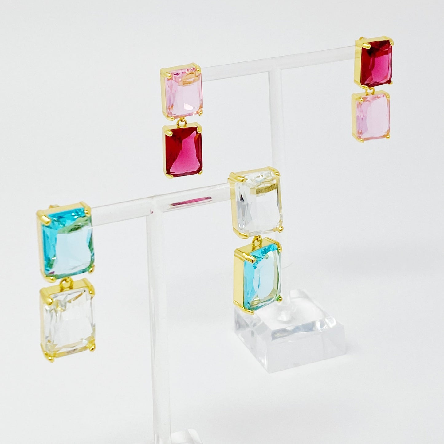Princess Double Jeweled Earrings - Aaria Tees