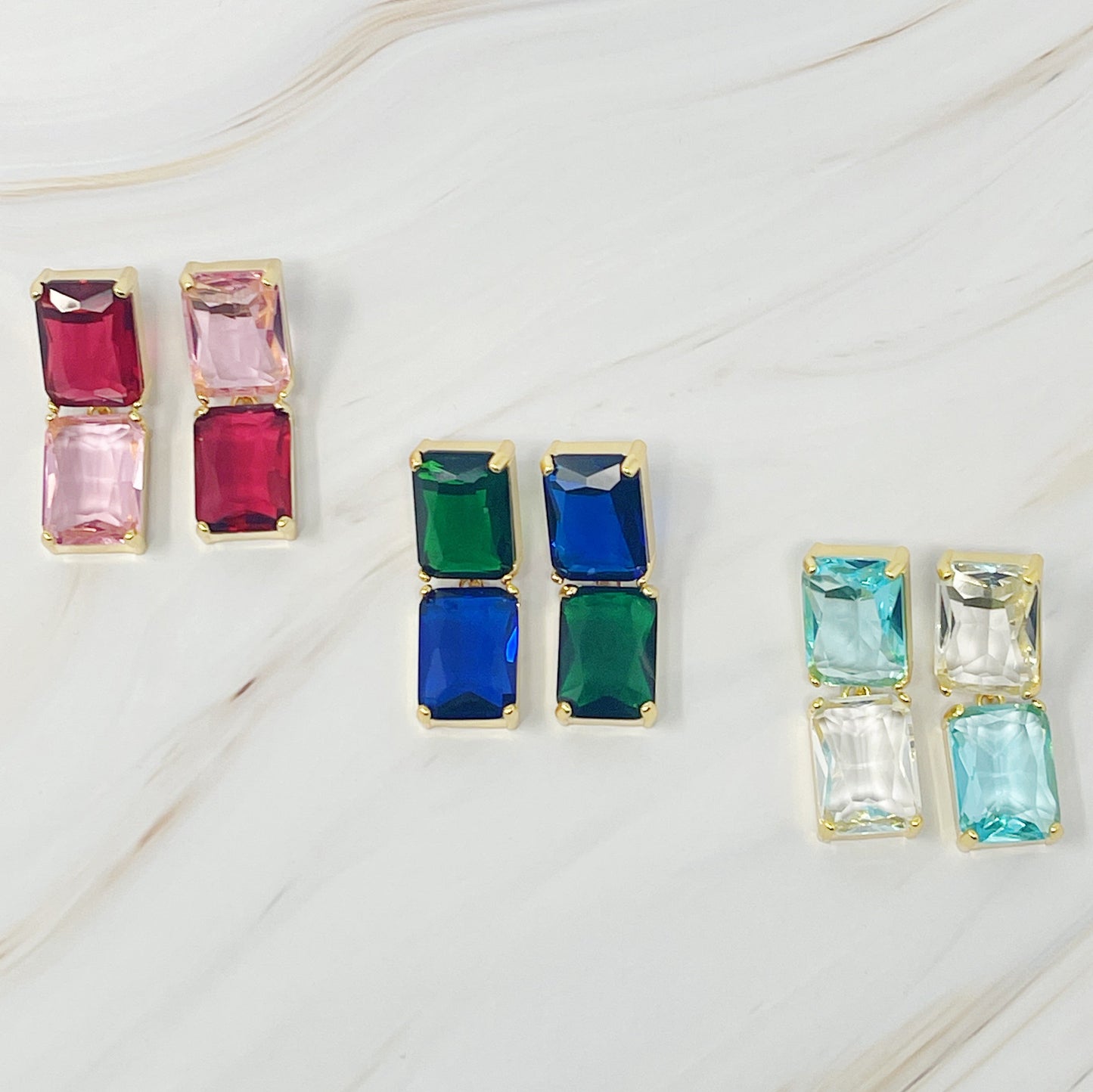 Princess Double Jeweled Earrings - Aaria Tees