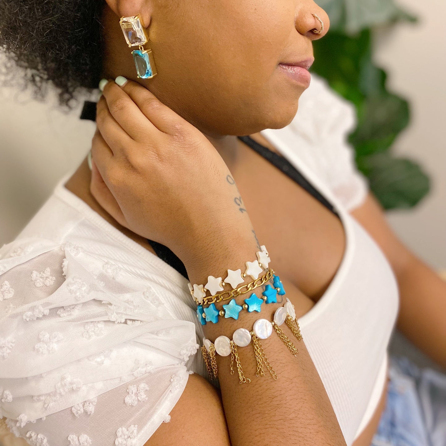 Princess Double Jeweled Earrings - Aaria Tees