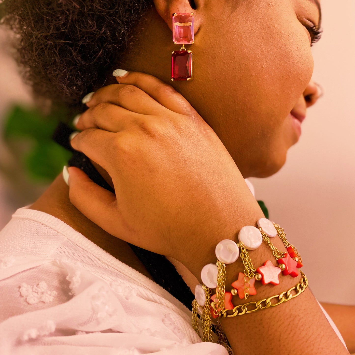 Princess Double Jeweled Earrings - Aaria Tees