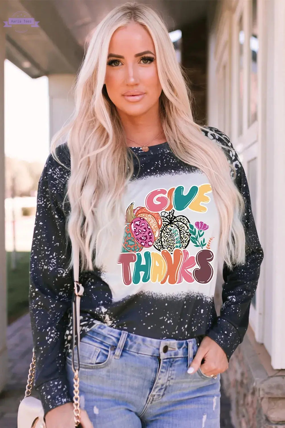 Pumpkin Graphic Round Neck Long Sleeve T-Shirt Trendsi Aaria Tees