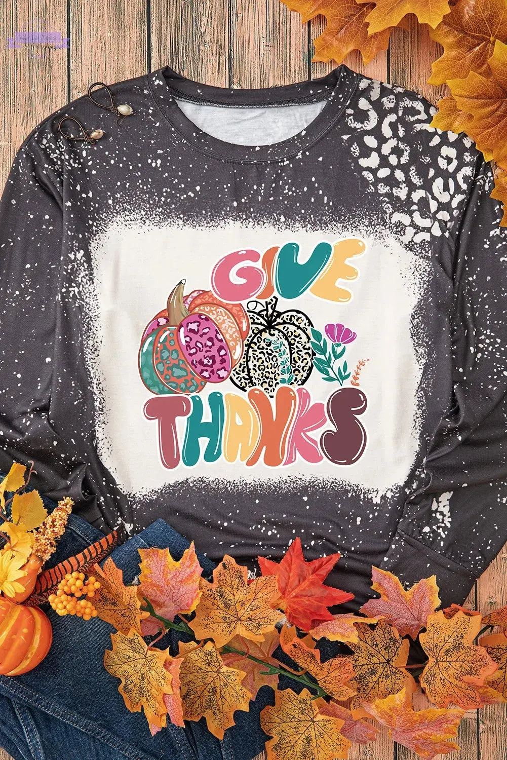 Pumpkin Graphic Round Neck Long Sleeve T-Shirt Trendsi Aaria Tees