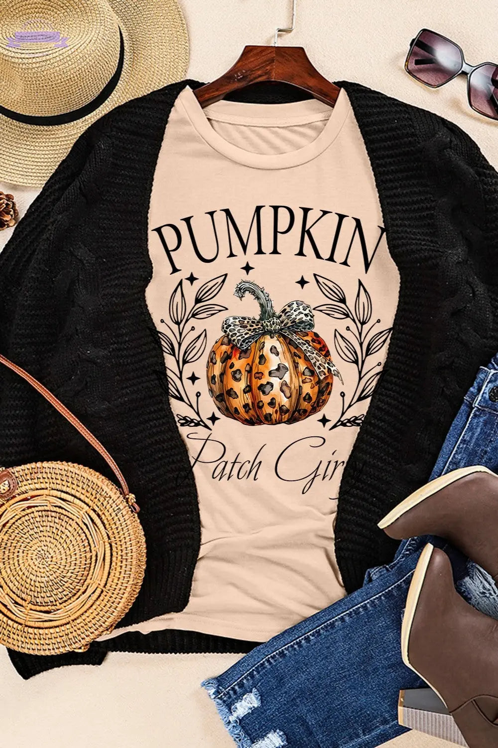 Pumpkin Graphic Round Neck Short Sleeve T-Shirt Trendsi Aaria Tees