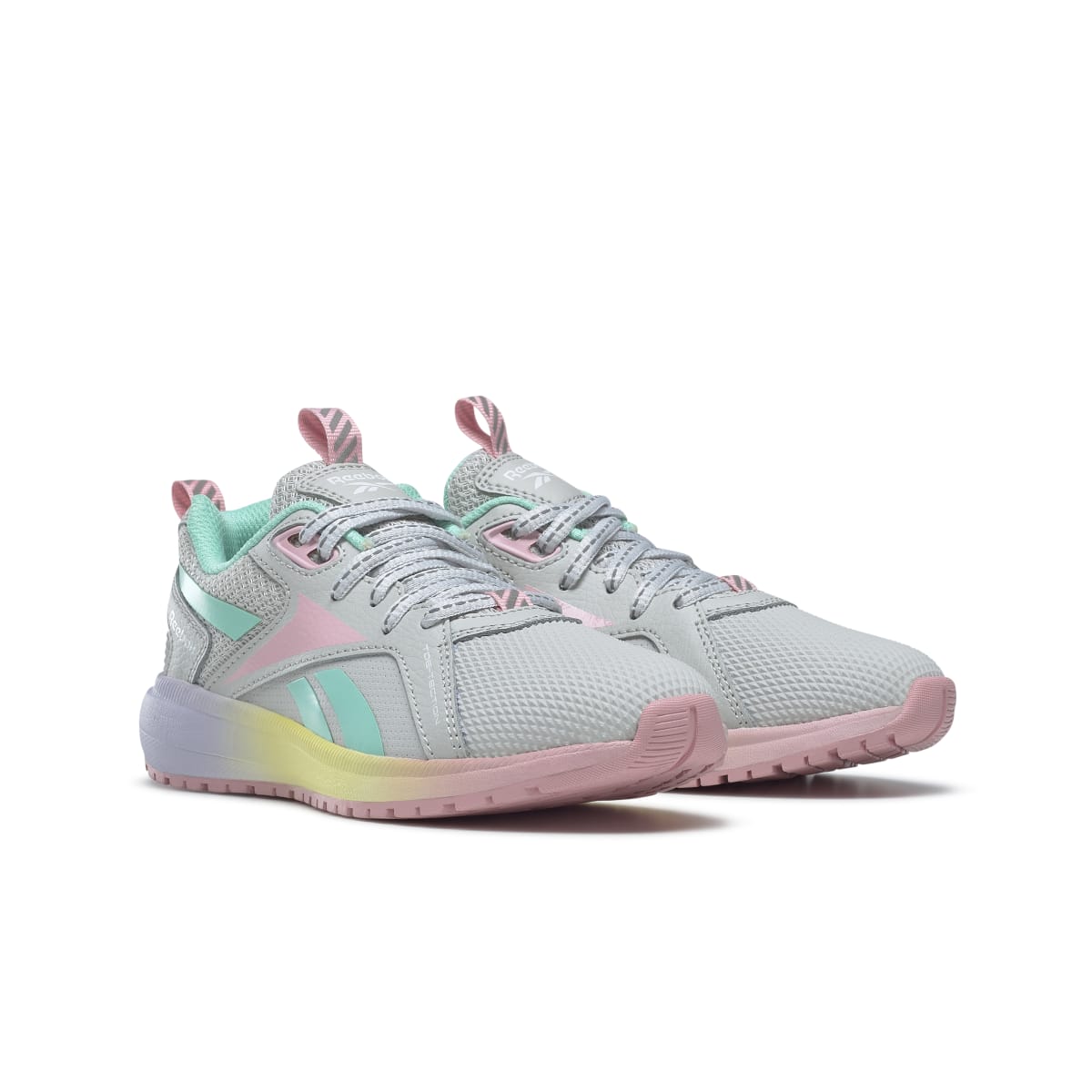 REEBOK HQ4007 DURABLE XT KID'S (Medium) Grey/Pink/Mint Leather & Rubber Running Shoes - Aaria Tees Aaria Tees