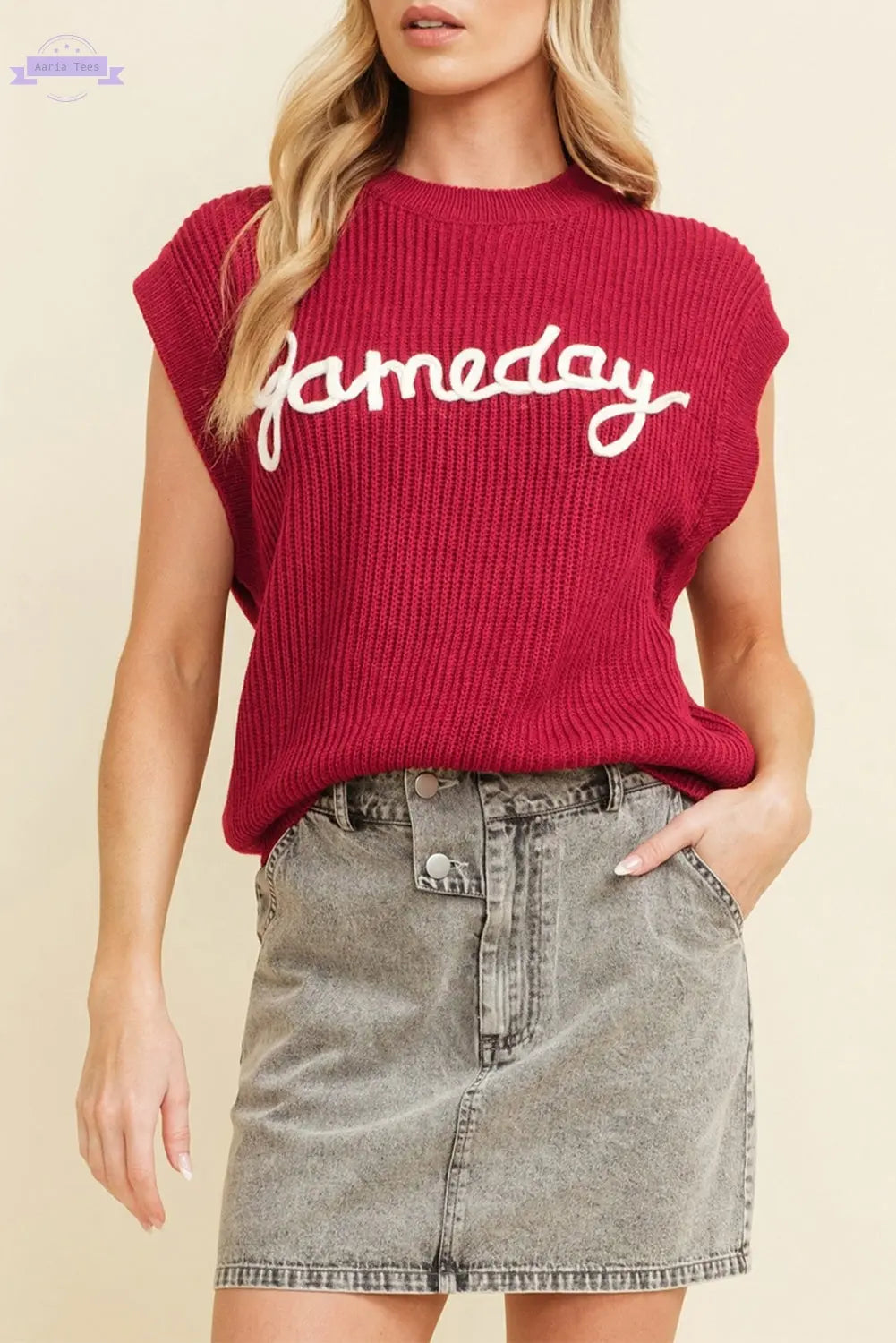 Racing Red Game Day Rugby Football Season Sweater Vest - Aaria Tees