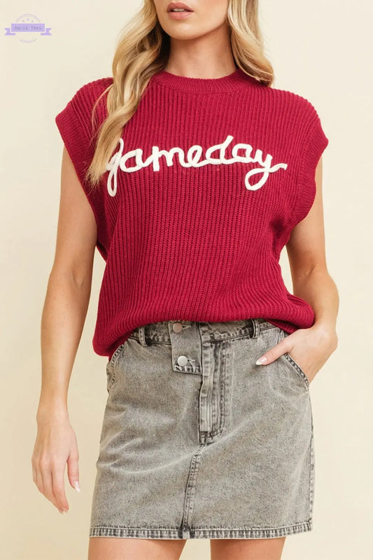 Racing Red Game Day Rugby Football Season Sweater Vest - Aaria Tees