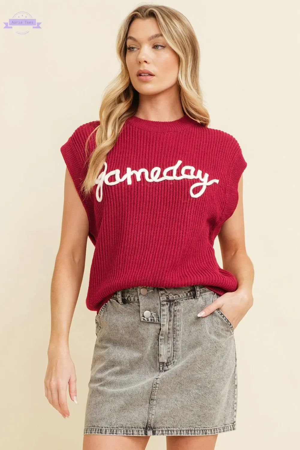 Racing Red Game Day Rugby Football Season Sweater Vest - Aaria Tees