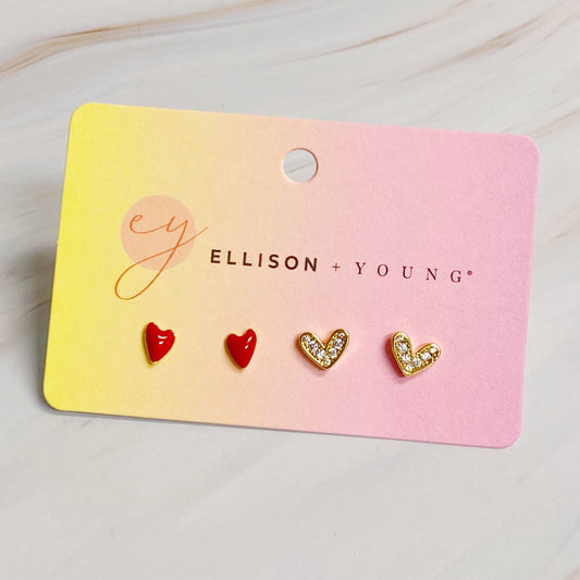 Red Heart Earring Set Of 2. - Aaria Tees