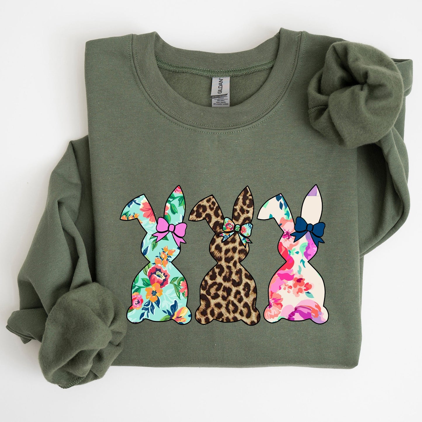 Retro Easter Rabbits, Floral, Leopard, Bunnies Sweatshirt