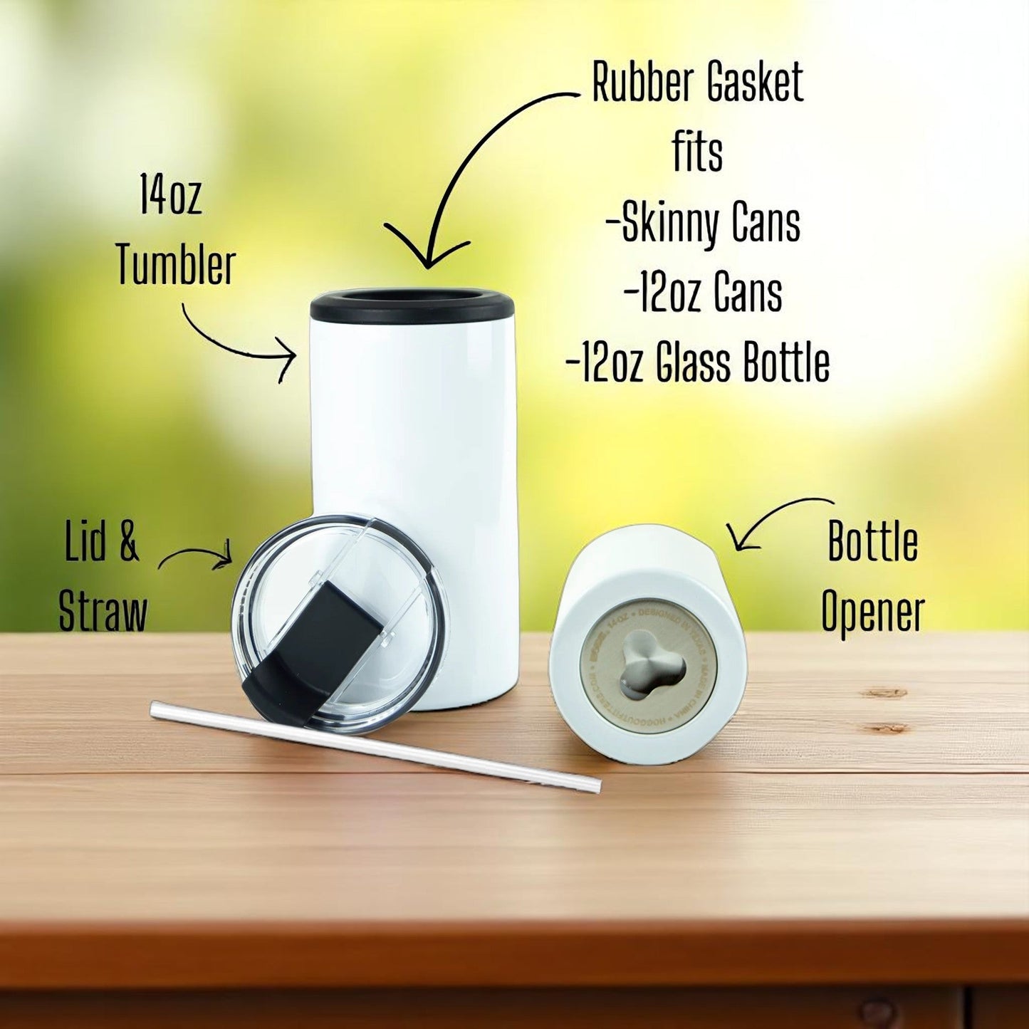 Sunflower Bloom Checkered 4-in-1 Can Cooler Cup