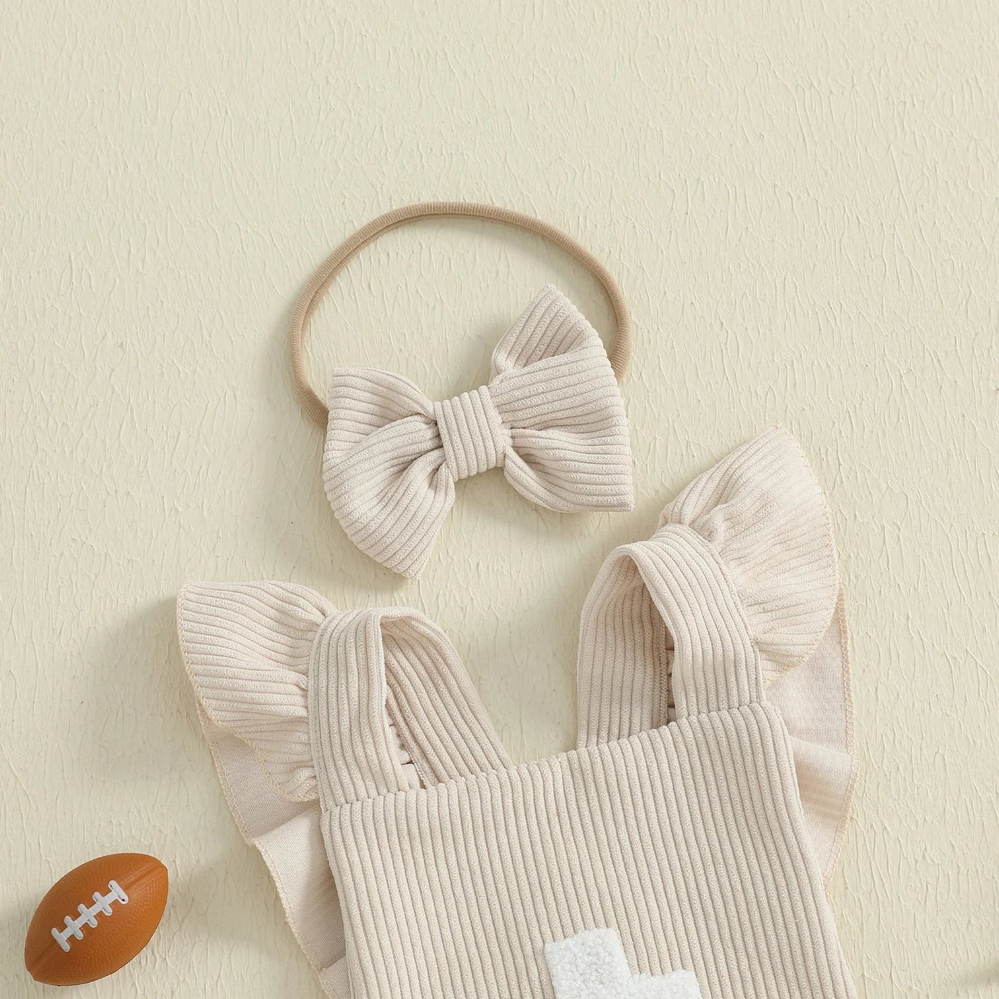 Football Embroidery Bodysuit Set