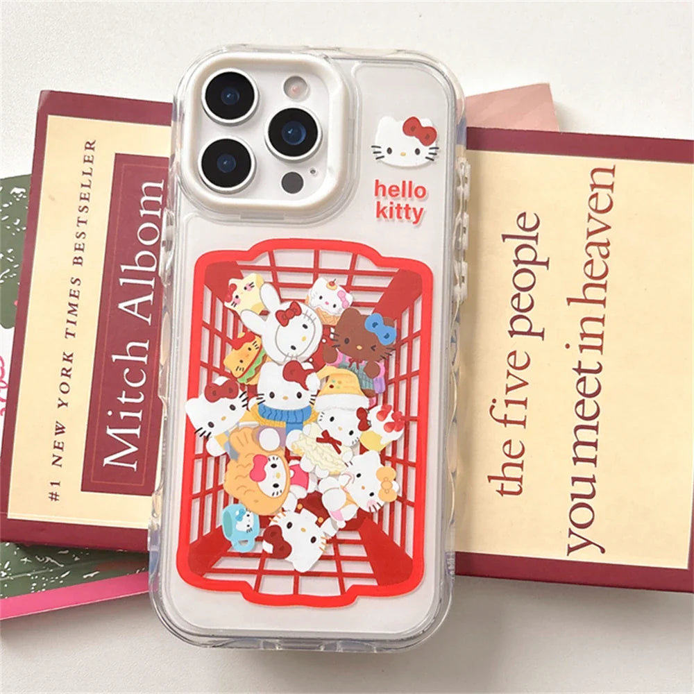 Cartoon Hello Kitty Cute Cats Shockproof Candy Clear Pink Phone Case