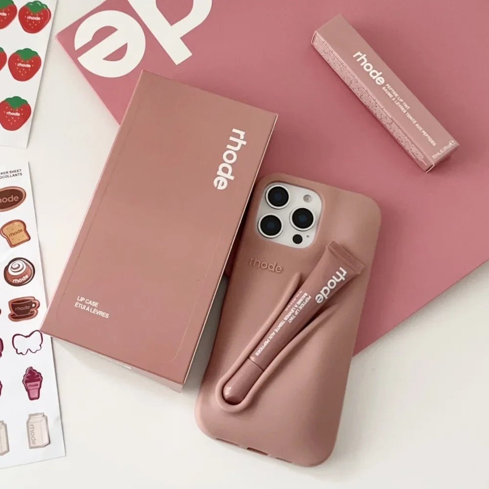 4 Piece Gift Set Rhode Lip iPhone Case With Shopping Bag