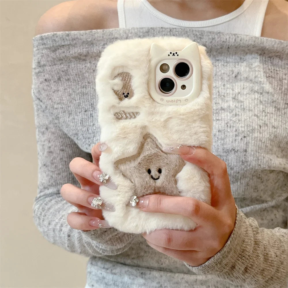 Soft Plush Cute Star Moon Phone Case