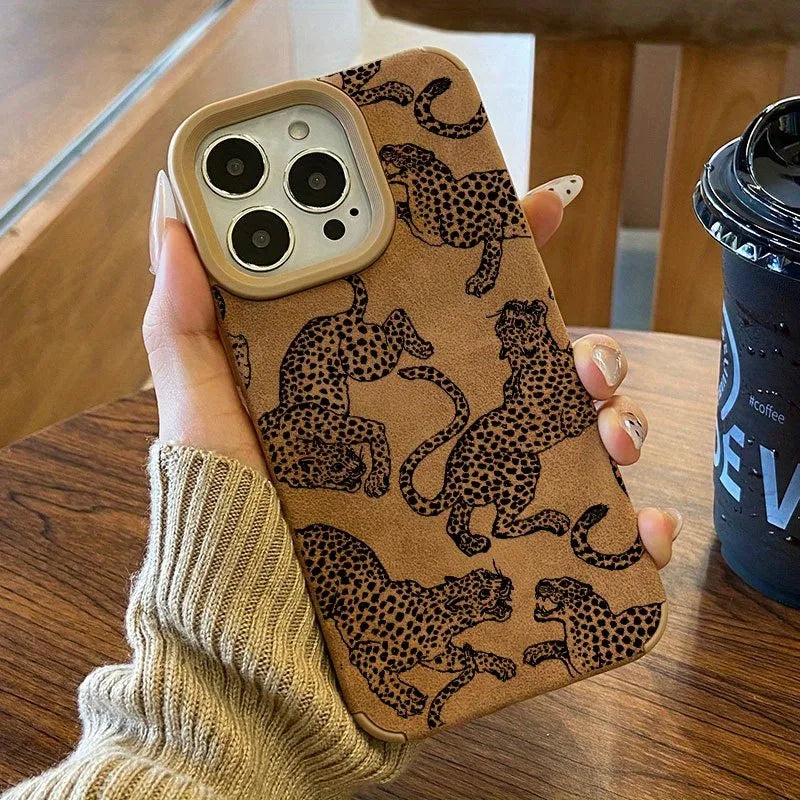 Vivid Leopard Pattern Bonded Leather Phone Case For iPhone