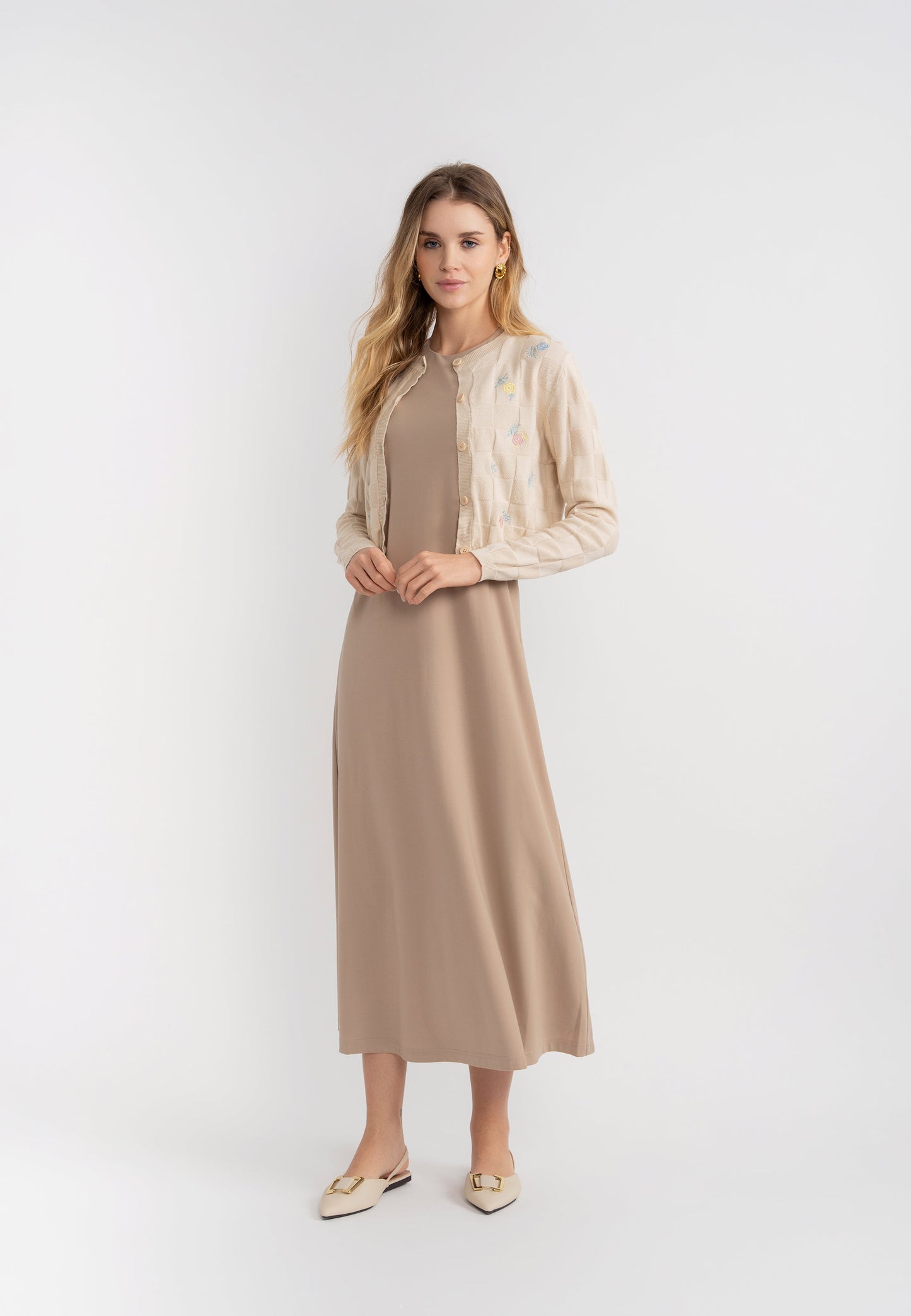 Checkered Knit Cardigan