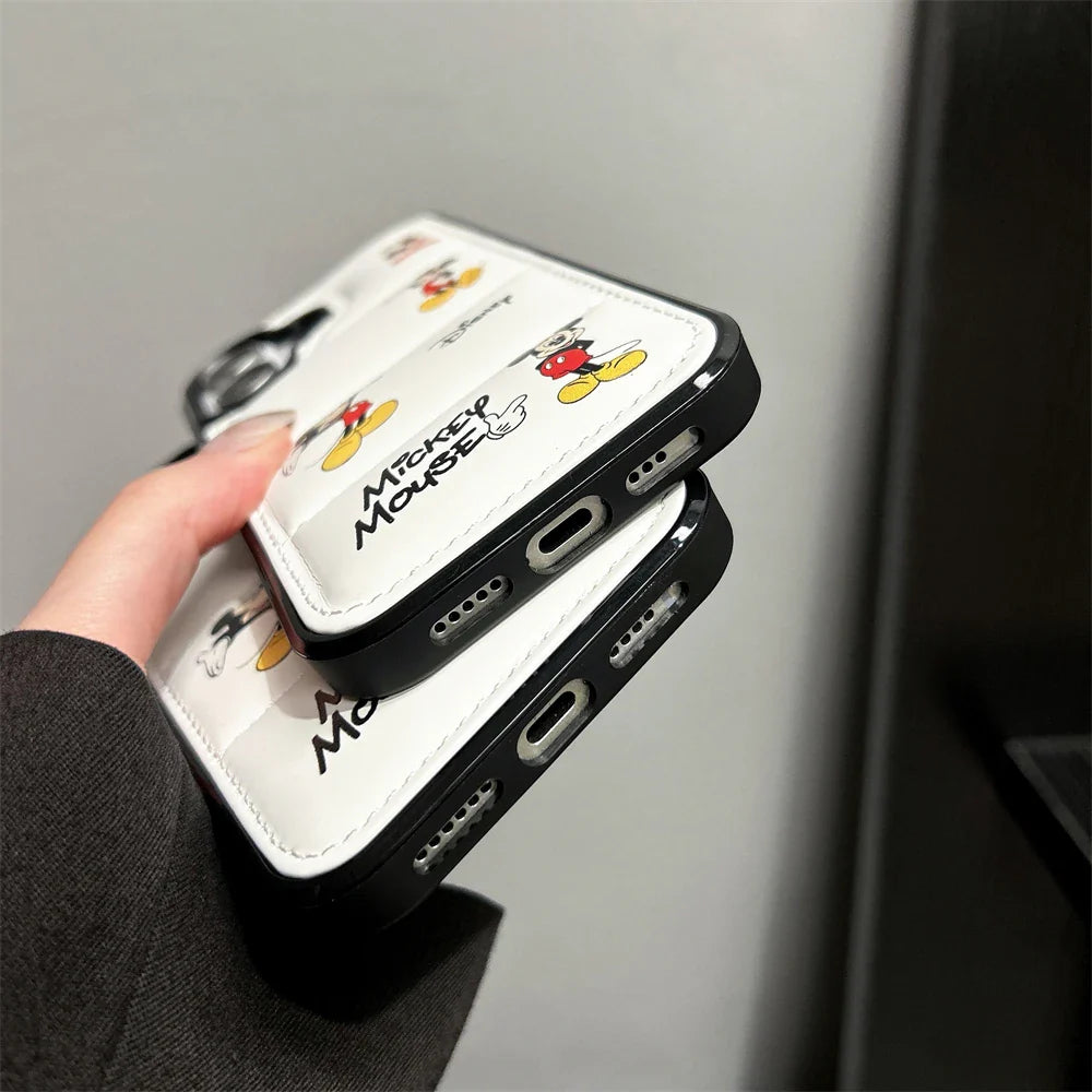 Luxury Down Jacket Bumper Silicone Cartoon Disney Mickey Phone Case