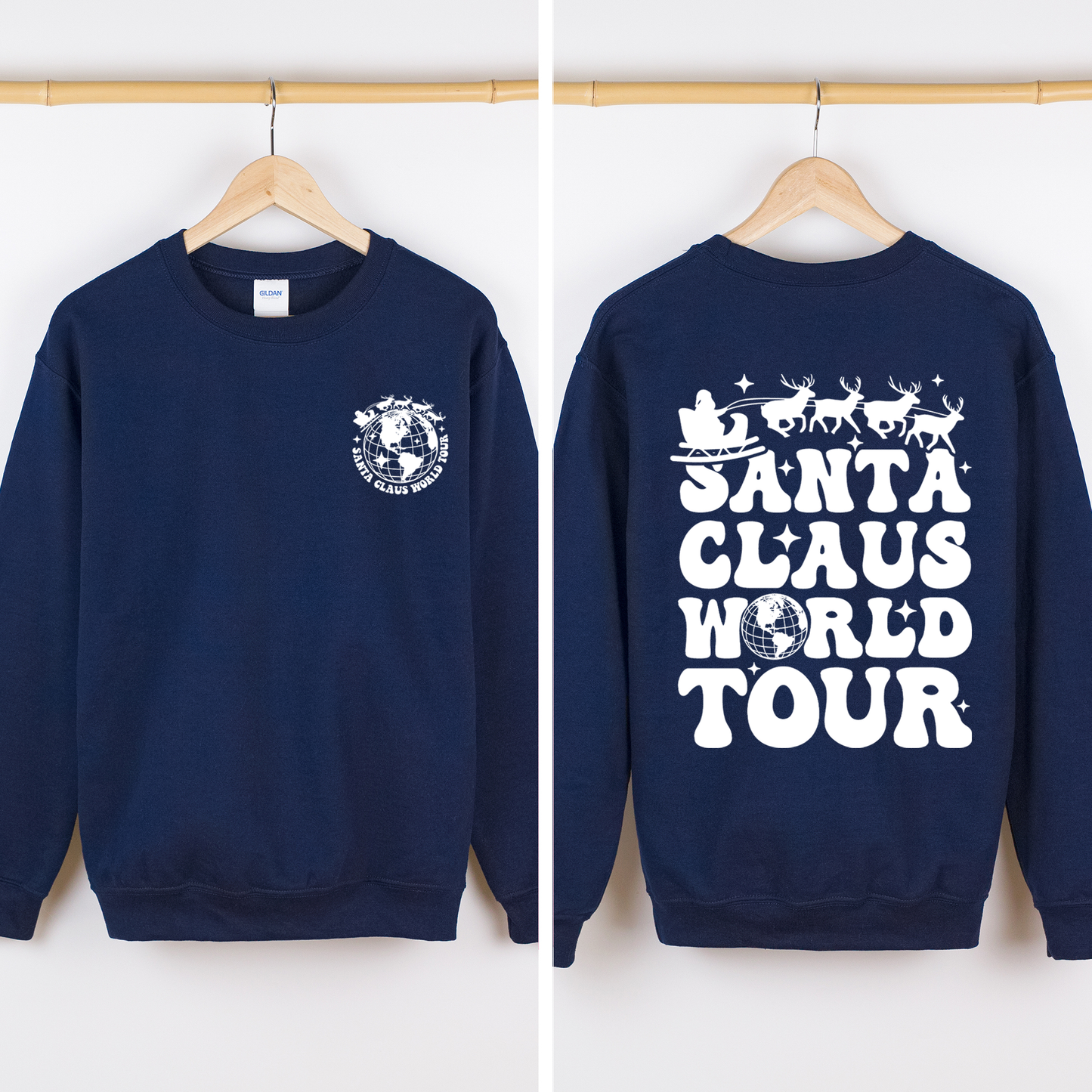 Santa Claus World Tour, Front and Back, Christmas, Retro, Sweatshirt
