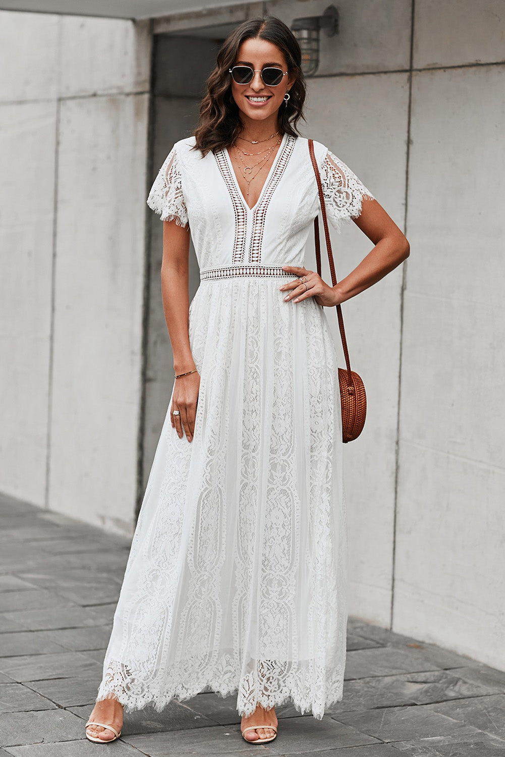 Scalloped Trim Maxi Dress - Aaria Tees Aaria Tees