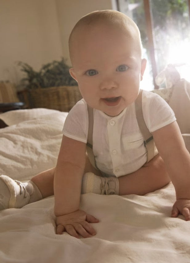 Shorts with Suspenders and Shirt Set in Linen