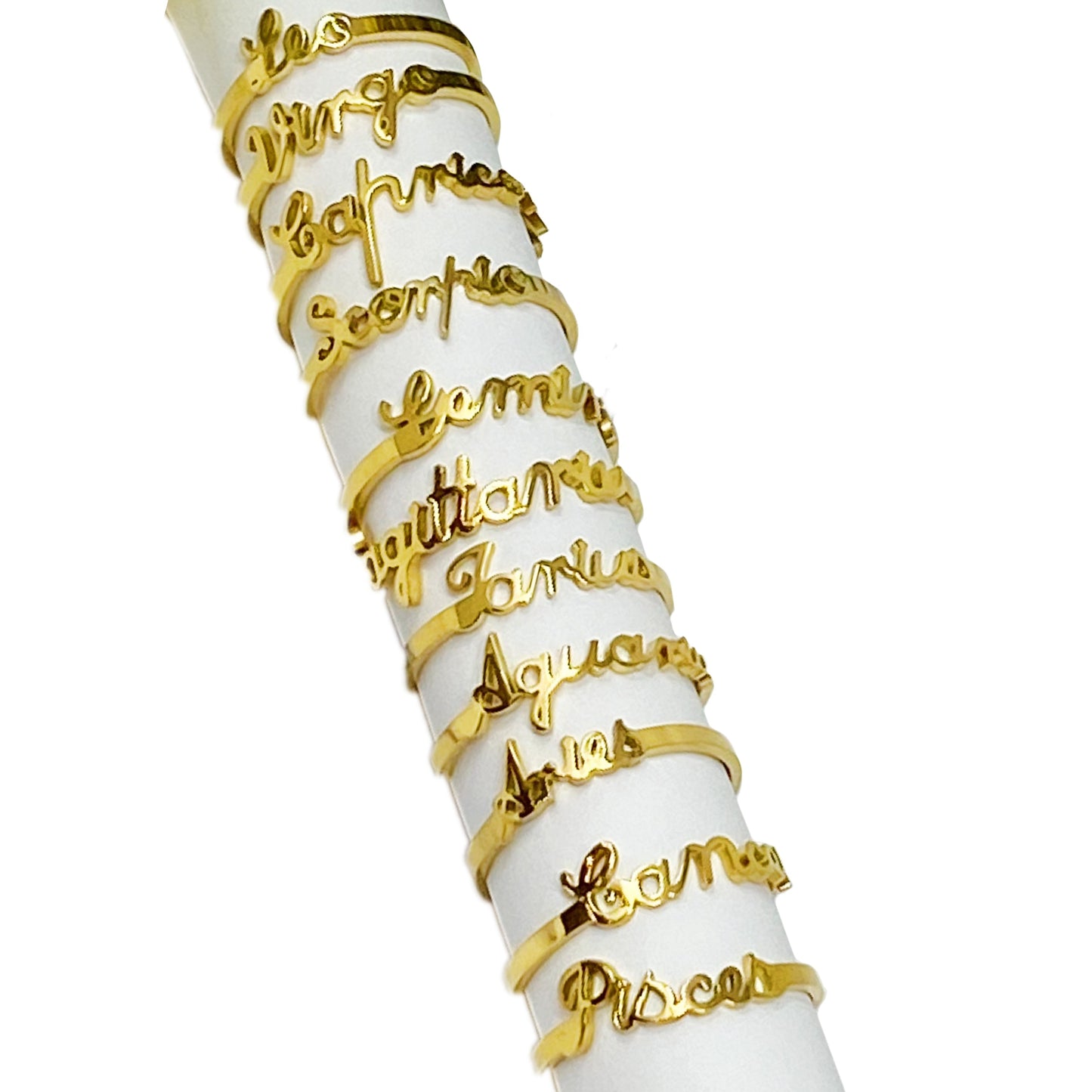 Scripted Zodiac Ring - Aaria Tees