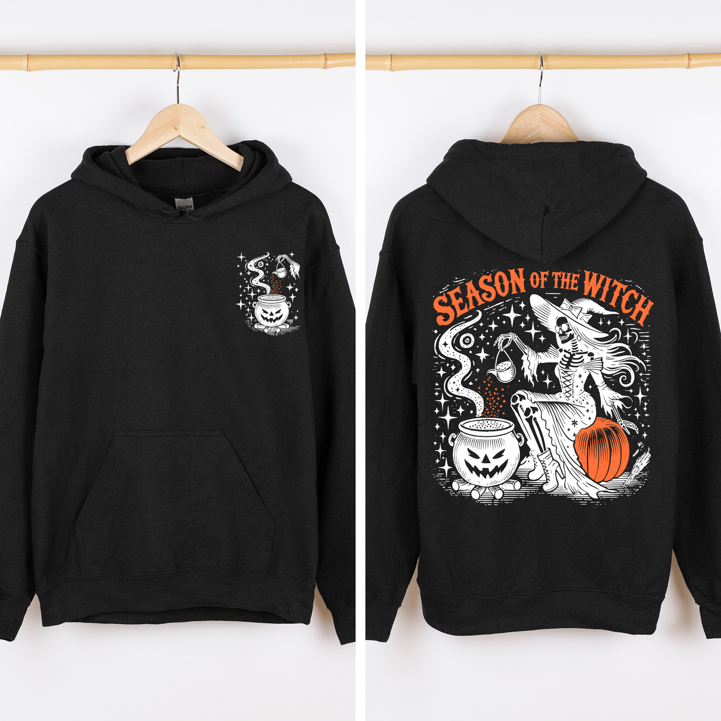Season of the Witch, Halloween, Front and Back, Spooky, Graphic Hoodie, Hooded Sweatshirt