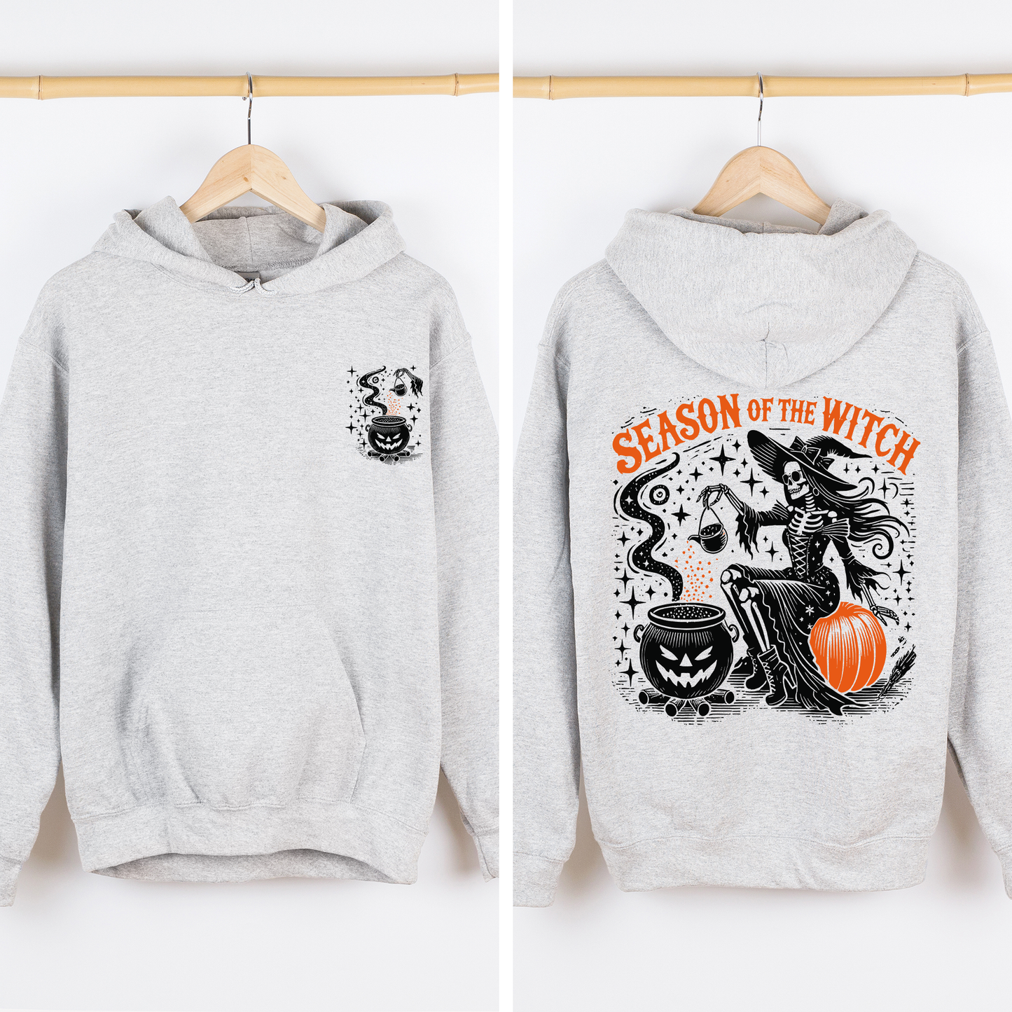 Season of the Witch, Halloween, Front and Back, Spooky, Graphic Hoodie, Hooded Sweatshirt