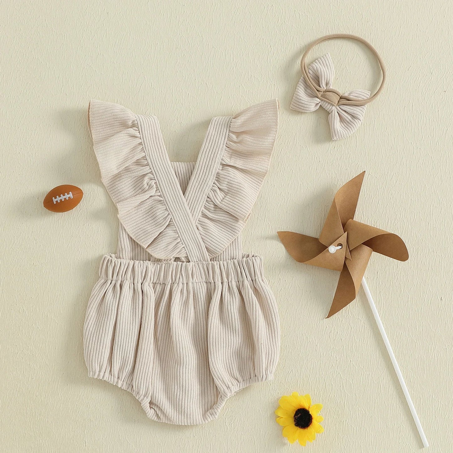 Football Embroidery Bodysuit Set
