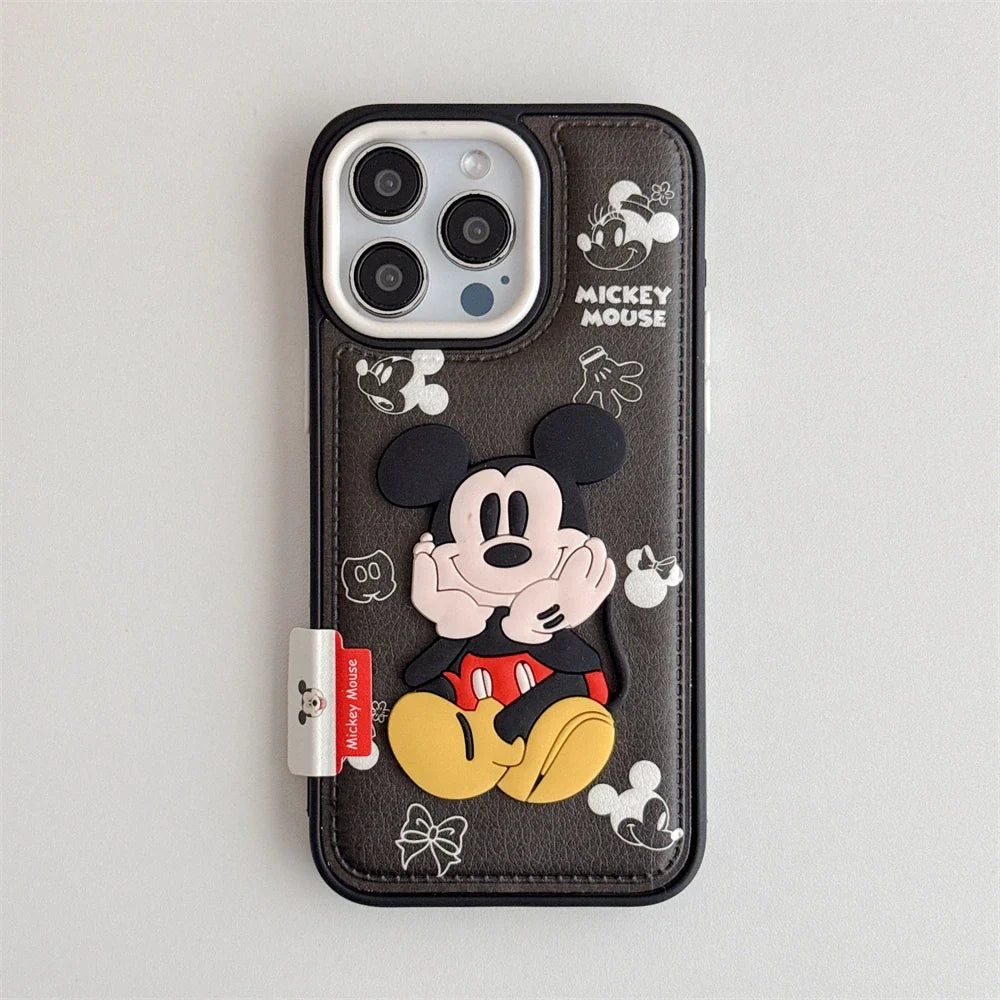 Disney Mickey Minnie Mouse Cute Leather Phone Case