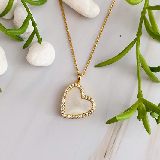 Shell Heart Locket Pendant Necklace - Aaria Tees