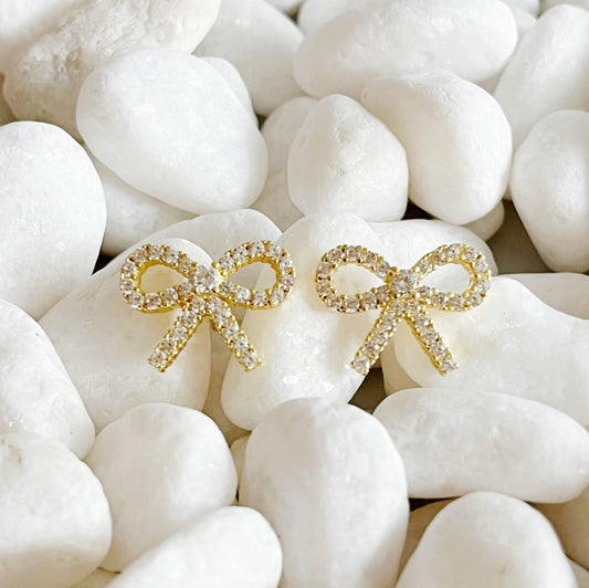 Shine Mini Bow Sterling Silver Earrings - Aaria Tees