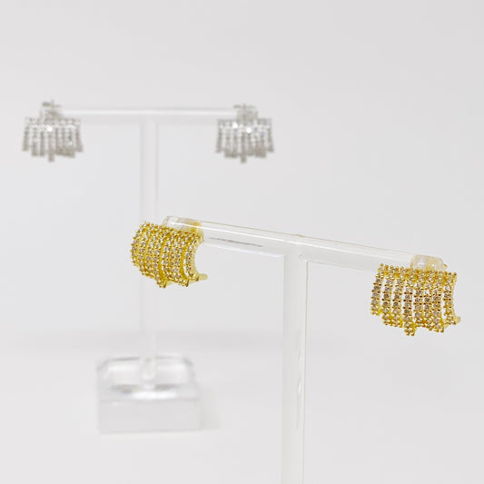 Shines In A Row Half Hoop Earrings - Aaria Tees