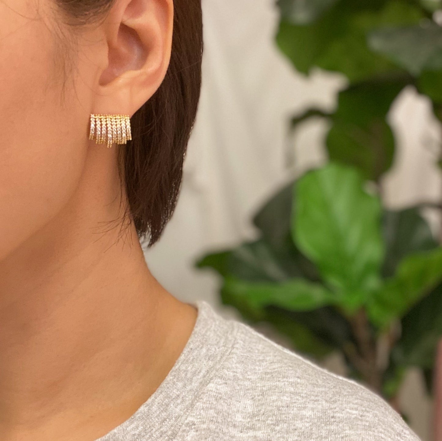 Shines In A Row Half Hoop Earrings - Aaria Tees