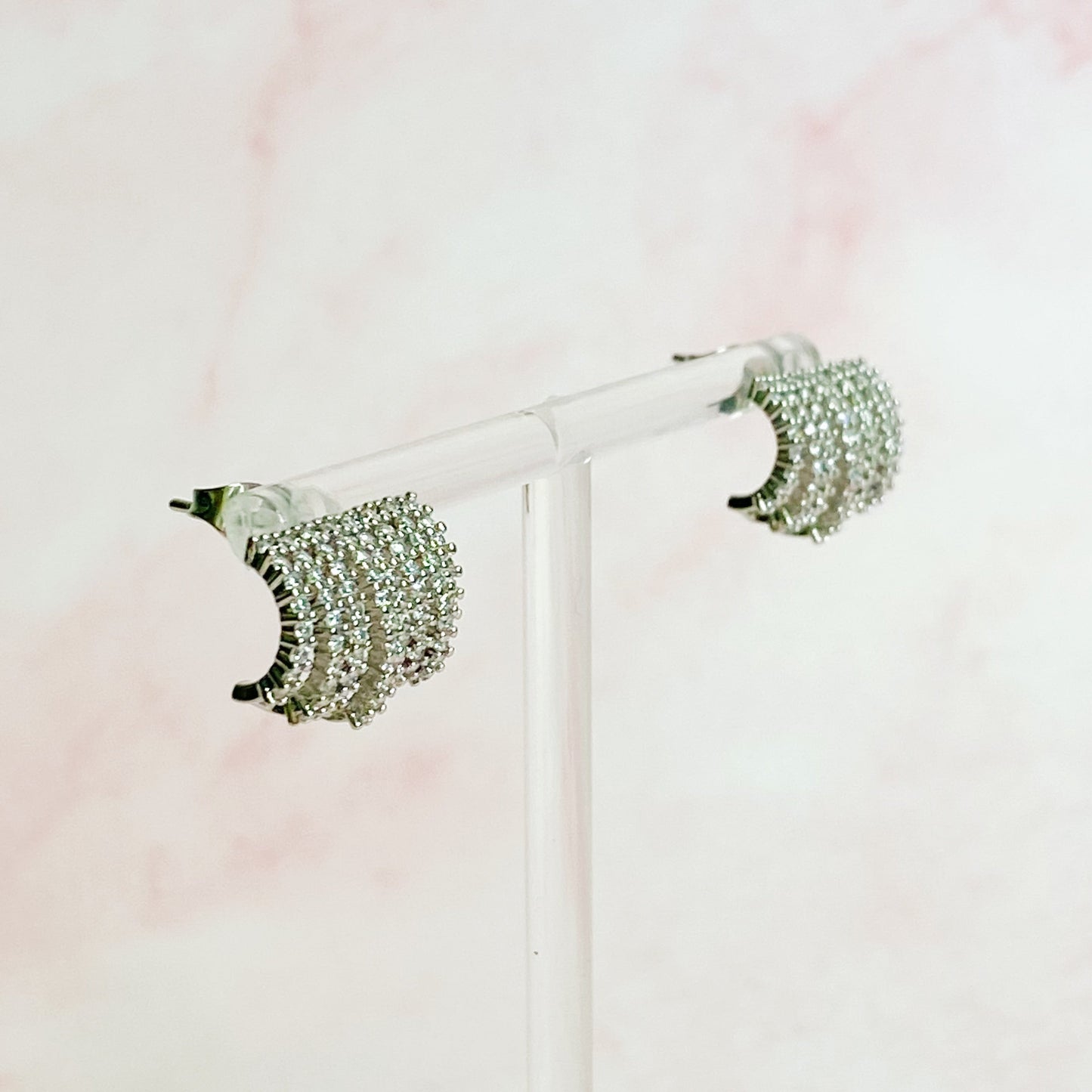 Shines In A Row Half Hoop Earrings - Aaria Tees
