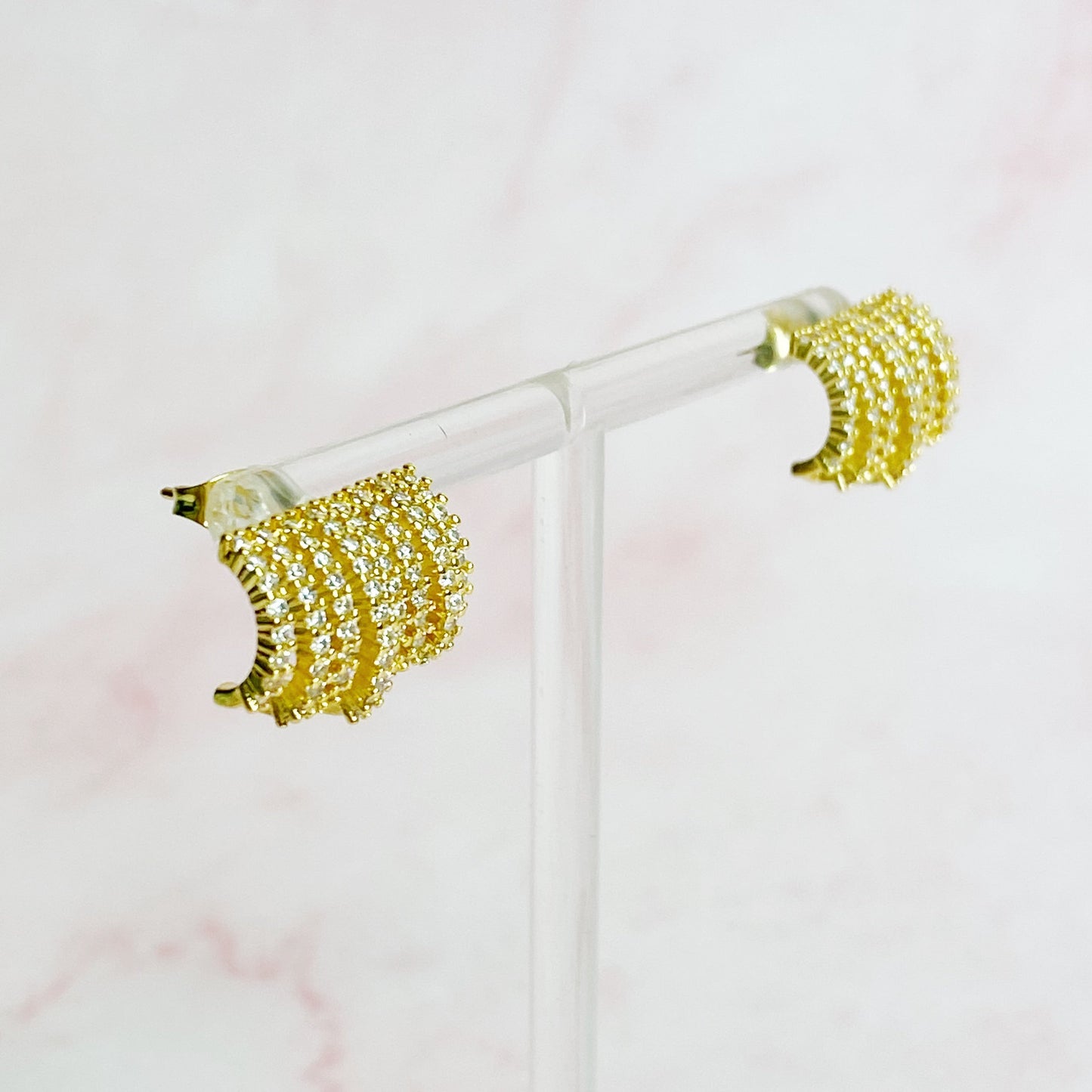 Shines In A Row Half Hoop Earrings - Aaria Tees