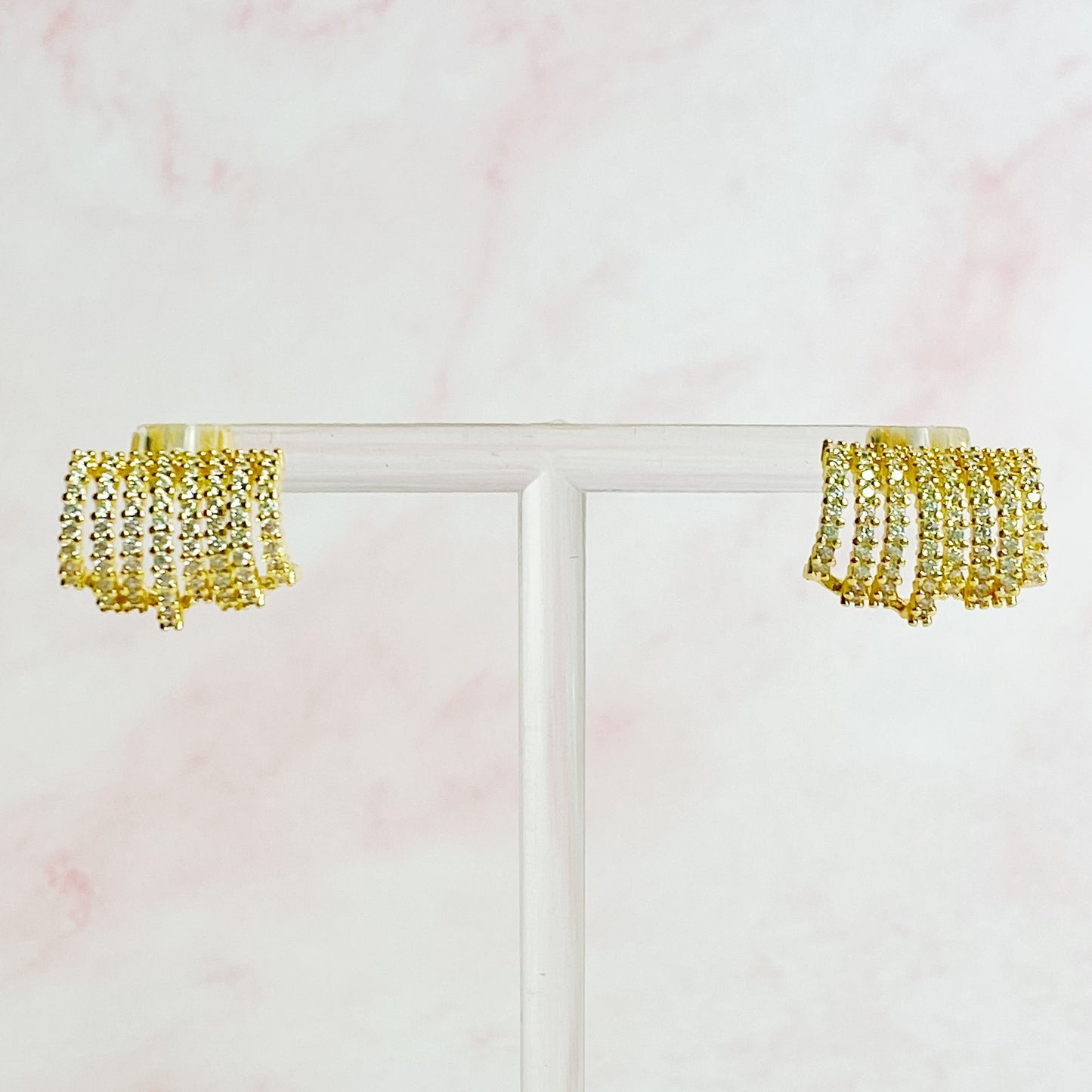 Shines In A Row Half Hoop Earrings - Aaria Tees