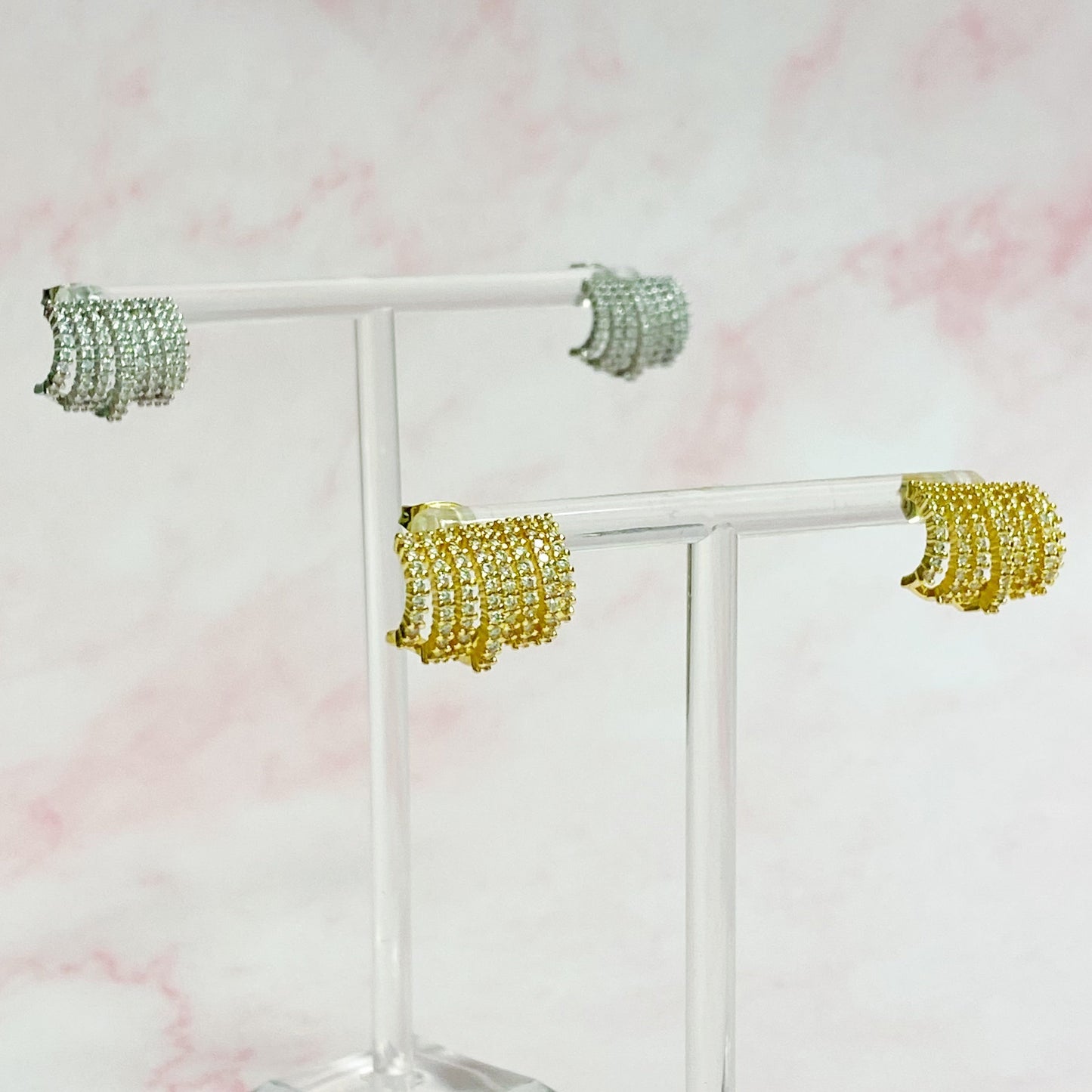 Shines In A Row Half Hoop Earrings - Aaria Tees