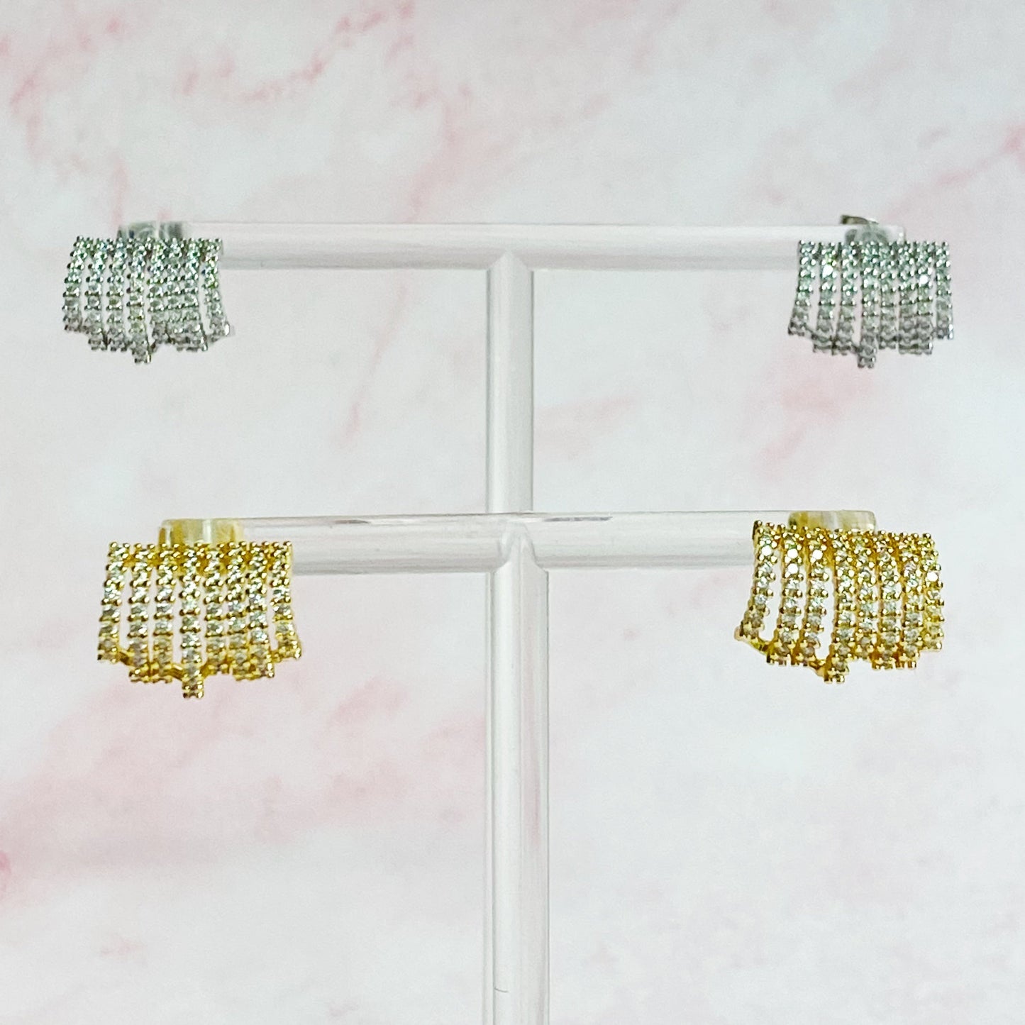 Shines In A Row Half Hoop Earrings - Aaria Tees