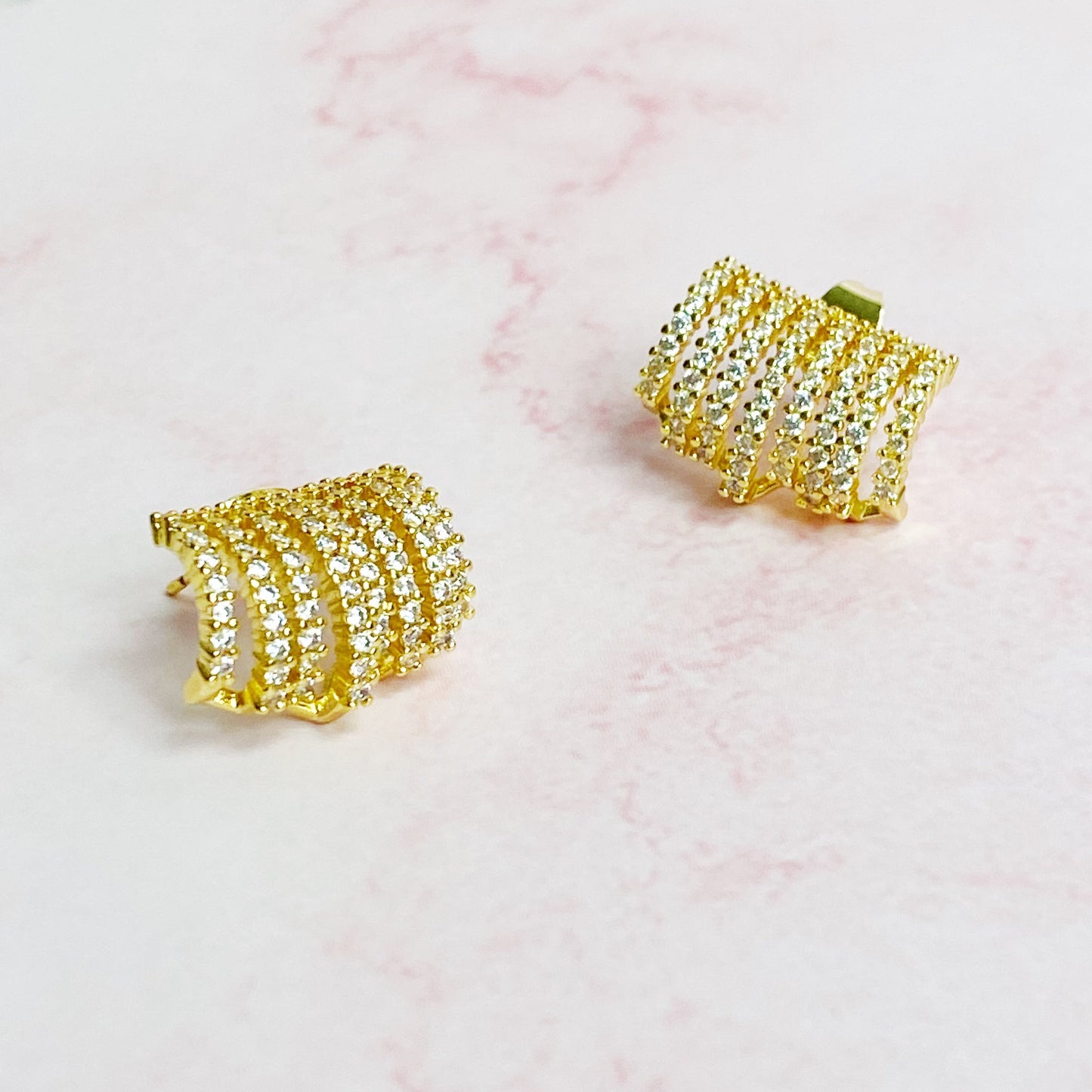 Shines In A Row Half Hoop Earrings - Aaria Tees