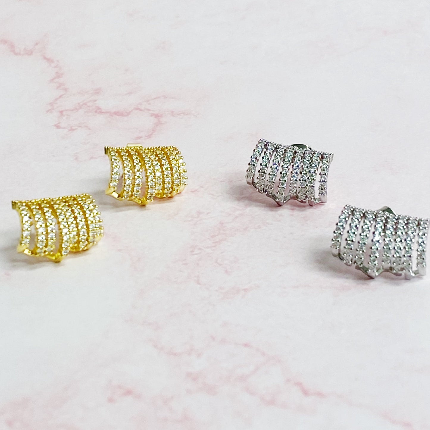 Shines In A Row Half Hoop Earrings - Aaria Tees